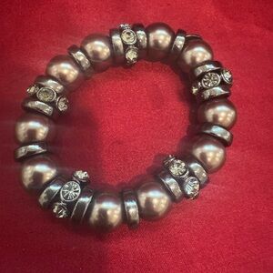 Elegant Silver and Brown Beaded Bracelet